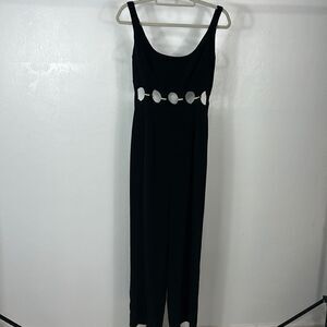 Niteline Della Roufogali Black Beaded Cut Outs Jumpsuit Size 6